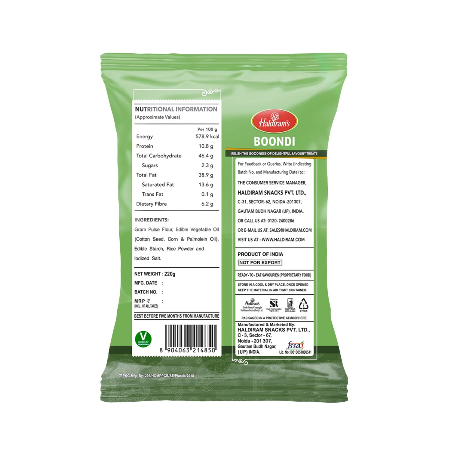 Buy Haldiram Boondi Plain - 200gm Online in USA – buniyaa.com