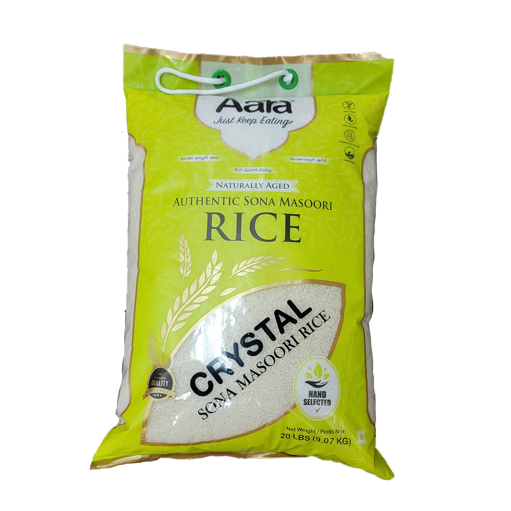 Buy Aara Crystal Sona Masoori Rice - 20 LB Online In USA – Buniyaa.com